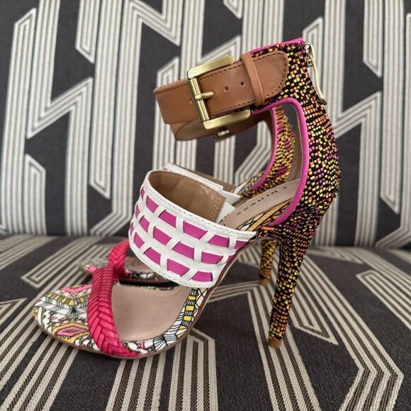 Chinese Laundry Leather Multicolor Strappy Heels Size 5.5 - Picture 2 of 13